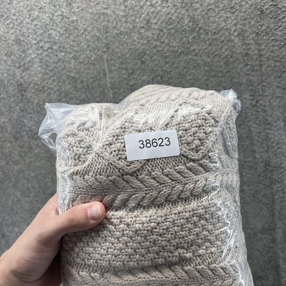 LL Bean Signature Sweater Womens XL Beige Floral Cable Knit Cotton Pullover - Picture 13 of 13